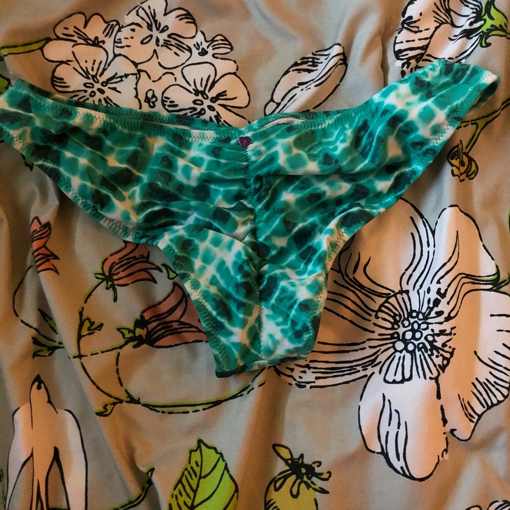 PINK Cheeky Swim Suit Bottom turquoise & white